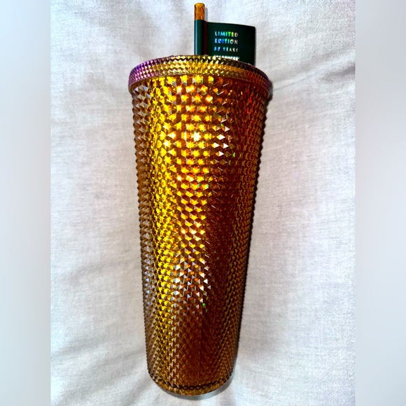 Limited Edition Gold/iridescent Studded Starbucks 50th Anniversary Tumbler - Picture 2 of 3